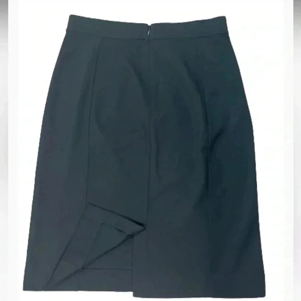 LANDS END’ BLACK MIDI PENCIL STRAIGHT SKIRT STRETCH BUSINESS SIZE 10 LARGE - Picture 2 of 8